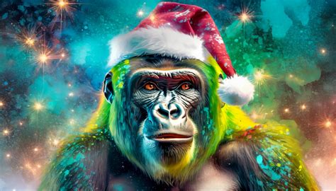 Gorilla Christmas Santa Hat Free Stock Photo Public Domain Pictures