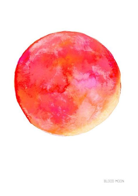 Moon Art Print Lunar Eclipse Blood Moon Watercolour Moon Wall Art