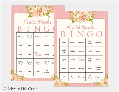 100 Bridal Bingo Cards Floral Bridal Shower Bingo Game