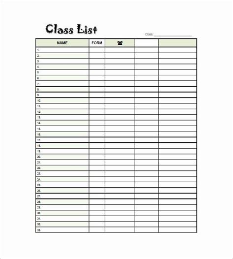 Duty rosters are used to alternate various jobs for staff (this cyclic rosters alternate desirable and undesirable time slots within a 24hour day. Class Roster Templates Best Of Class List Template 8 Free ...