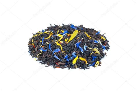 Heap Of Colorful Loose Exotic Dream Tea On White Background — Stock