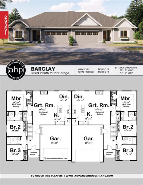 One Story Duplex House Plans Homeplancloud