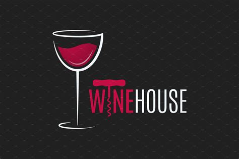 Wine Glass Logo Design Illustrator Graphics ~ Creative Market