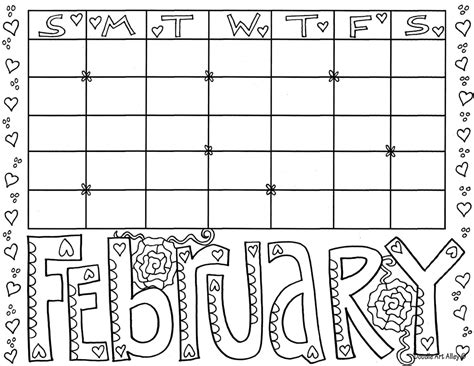 Download February Coloring Pages - DOODLE ART ALLEY
