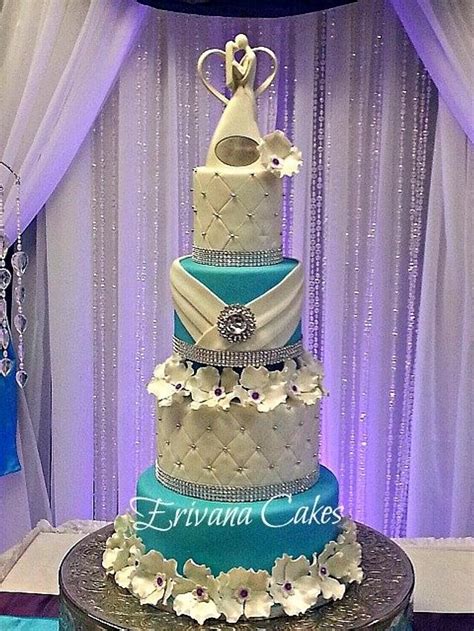 Tiffany Blue And Purple Wedding Cake Decorated Cake By Cakesdecor