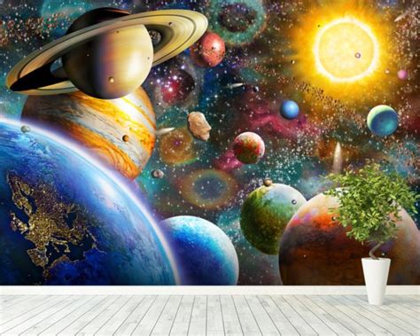 Planets In Space Wall Mural And Planets In Space Wallpaper Wallsauce Usa