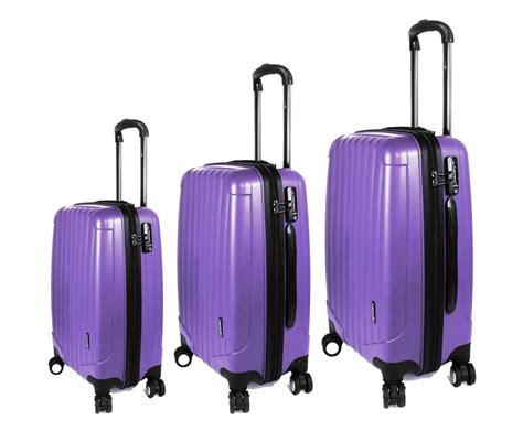 Purple Hard Luggage Set Made With Virtually Indestructible