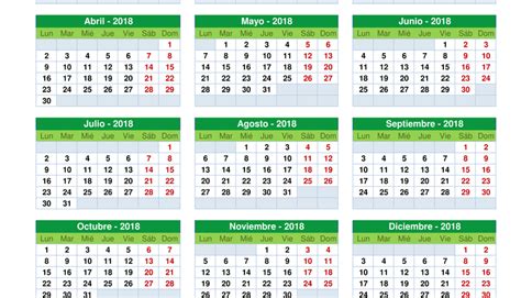 Calendario 2018 En Excel Listo Para Imprimir Excel Total Riset