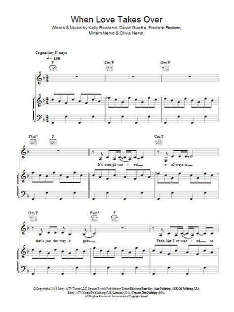 When Love Takes Over Sheet Music David Guetta Featuring Kelly Rowland
