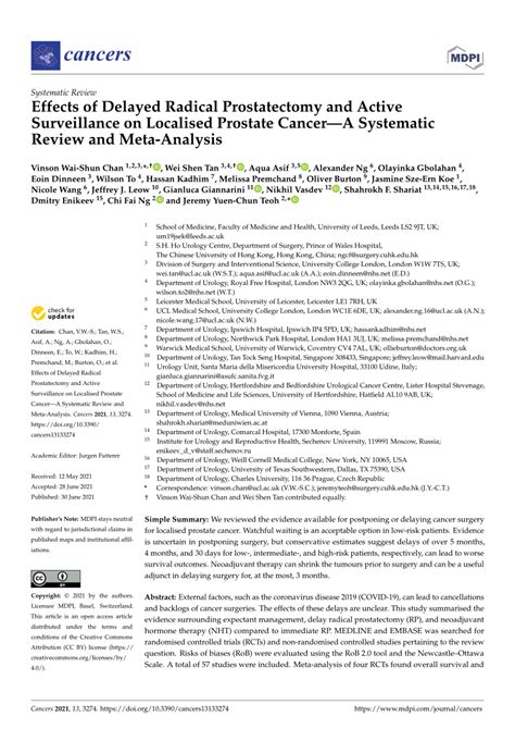 Pdf Effects Of Delayed Radical Prostatectomy And Active Surveillance On Localised Prostate