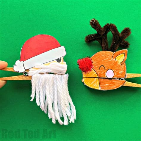 christmas clothespin puppets red ted art