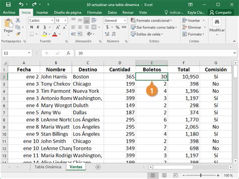 Actualizar Una Tabla Dinámica Customguide