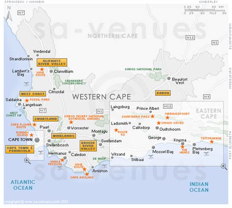 Western Cape Attractions Map