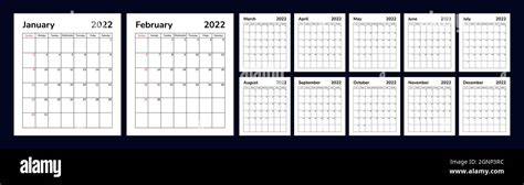 Calendario 2022 Planificador Organizador Planificador De La Plantilla