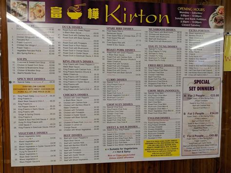 Menu At Kirton Chinese Takeaway Restaurant Scotter