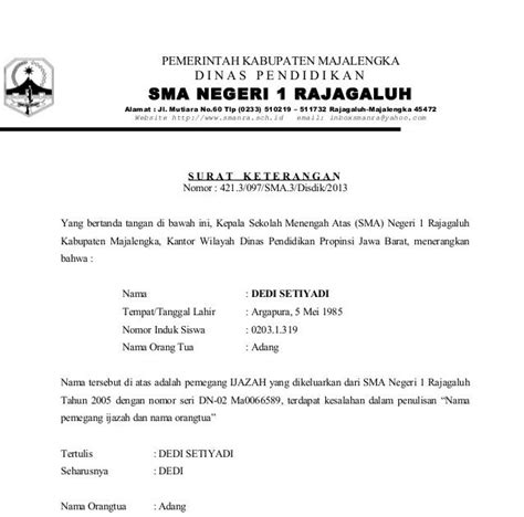 Contoh Surat Keterangan Ijazah Salah Nama Contoh Surat Terbaik My Xxx Hot Girl