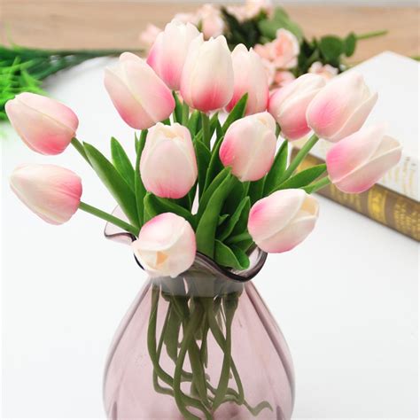 10pcs pu tulips artificial flowers artificiales para decora mini tulip for home wedding