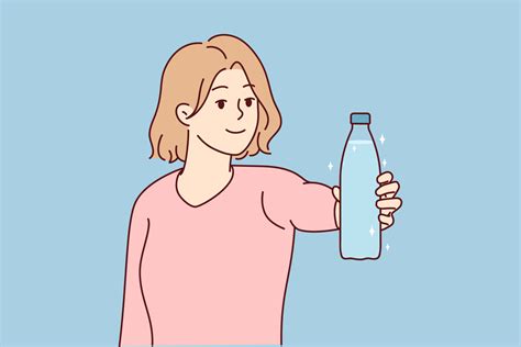 Smiling Young Woman Hold Bottle Of Water Recommend Drinking Clear Clean