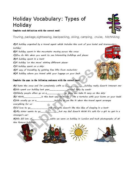 Types Of Holidays Esl Worksheet By Oksumoron