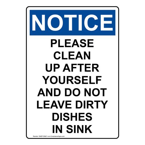 Printable Clean Up After Yourself Signs