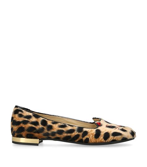 womens charlotte olympia brown leopard kitty ballet flats harrods {countrycode}
