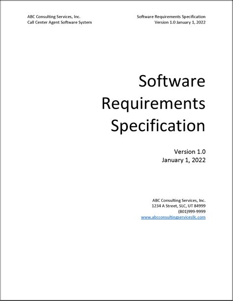 Software Requirements Specification Srs Technical Writing Slcc