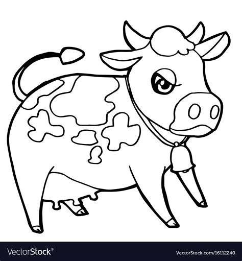 Cartoon Cute Cattle Or Cow Coloring Page Vector Image