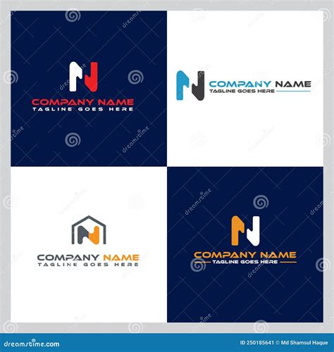 Abstract Icon Alphabet N Letter Logo Design Set Company Identity