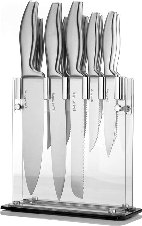 knife kitchen knives sets steel stainless stand chef acrylic piece premium steak value class topvaluereviews