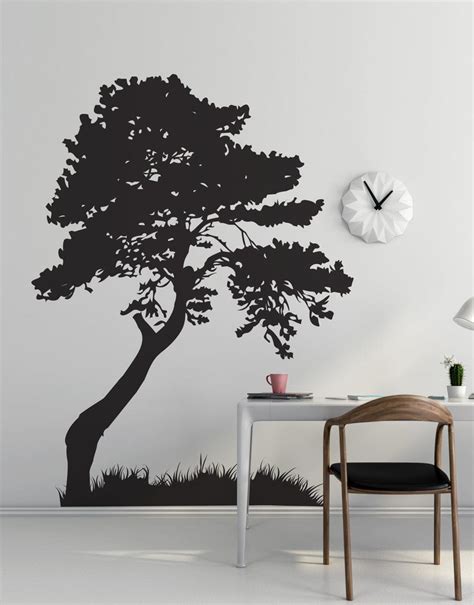 Tree Wall Decal With Grass Modern Wall Decor 130
