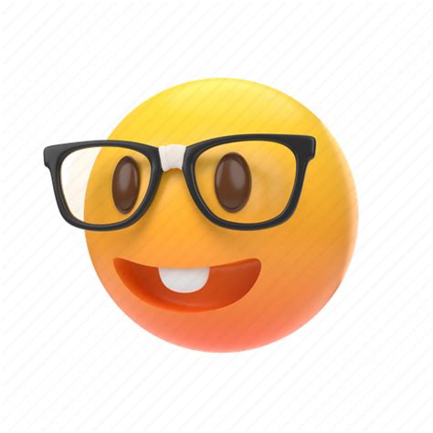 Emoji Emoticon Sticker Face Nerd Geek Glasses 3d Illustration
