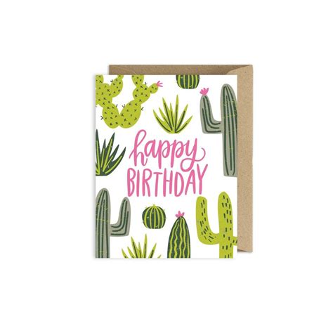 Happy Birthday Cactus Card Cool Birthday Cards Birthday Card Drawing