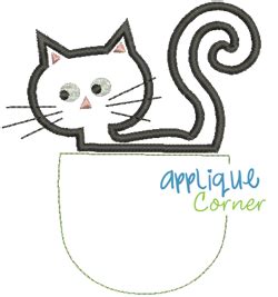 Cat Pocket Buddy Applique Design | Embroidery applique, Applique designs, Applique