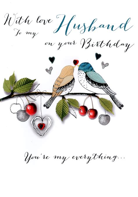 With Love Husband Birthday Embellished Greeting Card Cards