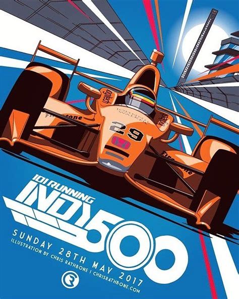 Indy500 Vintage Racing Poster Auto Racing Posters Grand Prix Posters