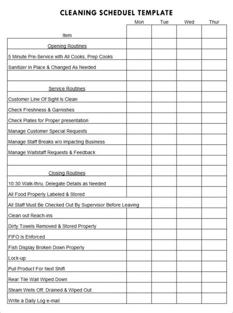 Every business implements working processes and relies on information flow related to those processes. Cleaning Schedule Template | Template Business