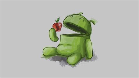 39 Android Eating Apple Wallpaper