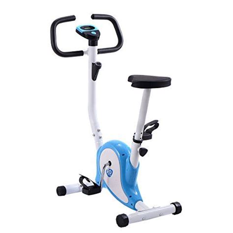 goplus upright exercise bike stationary cycling fitness cardio aerobic equipment white blue
