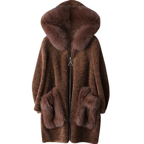 Fox Fur Hooded 100 Wool Coat Real Fur Coat Autumn Winter Jacket Women