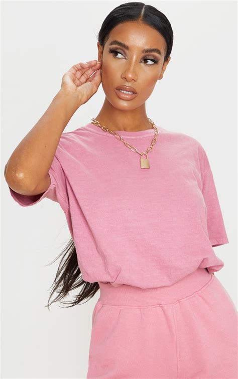 Dusty Pink Washed T Shirt Tops Prettylittlething