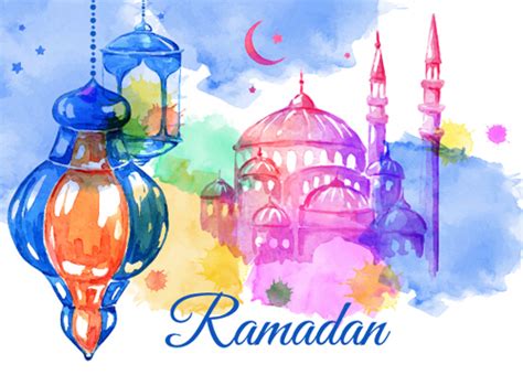 Watercolor Drawing Ramadan Kareem Vector Background 15 Free Download
