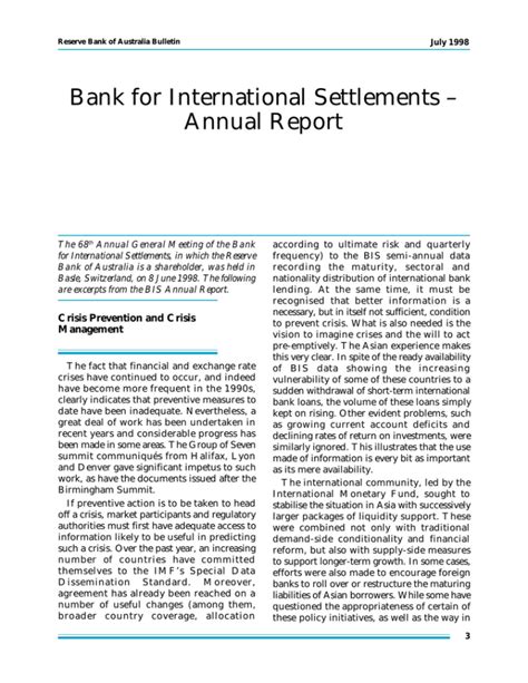 Bank For International Settlements Annual Report