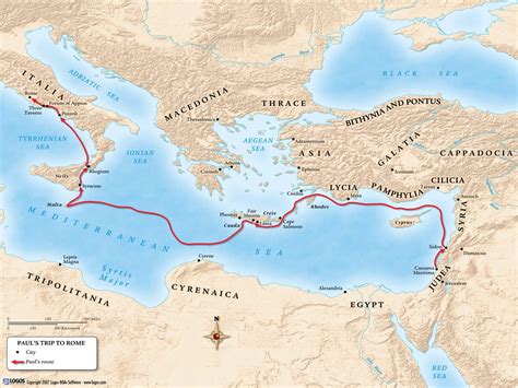 Map Of Pauls Journey To Rome Maps For You