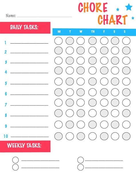 Free Printable Chore Chart Printable Chore Chart Chore Chart Kids