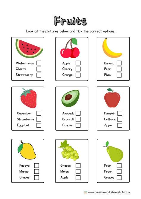 Fruits And Vegetable Worksheets For Kindergarteners Creativeworksheetshub