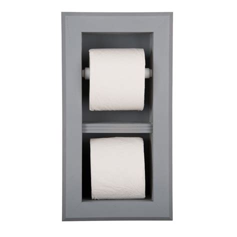 Solid Wood In Wall Bathroom Bevel Frame Double Recessed Toilet Paper