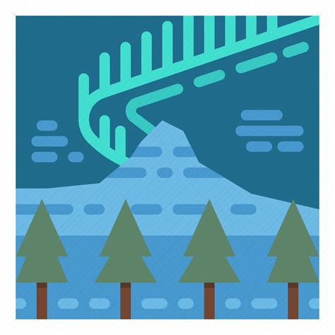 Aurora Borealis Nature Sky Trees Icon Download On Iconfinder