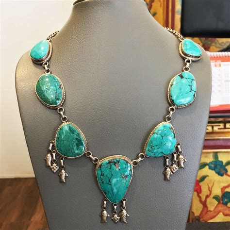 Old Antique Turquoise Handmade Sterling Silver Necklace