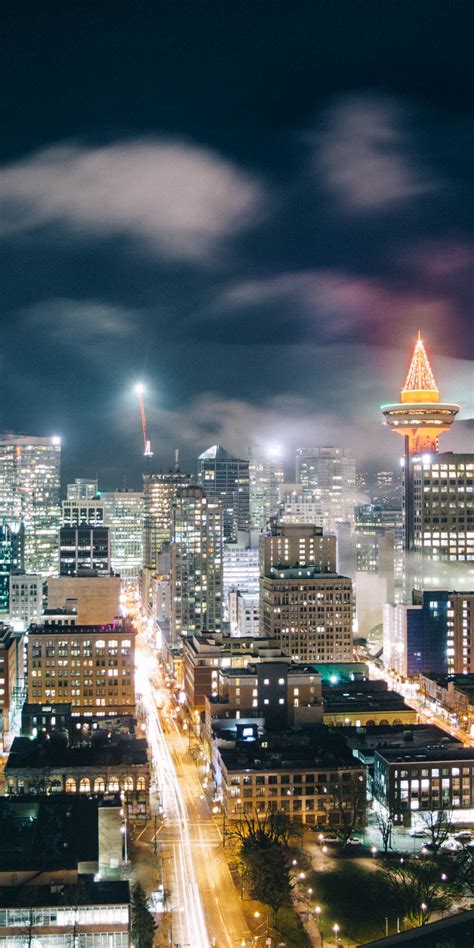Download 1080x2160 Wallpaper Canada City Night Cityscape Vancouver