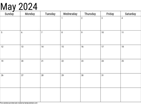 May 2024 Calendar With Holidays Handy Calendars
